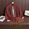 Jacquard Paisley Flower Pattern Color Contrast Design Tassel Cozy Scarf Shawl