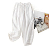 Cotton Linen Wide Leg Capri Pants with Pockets