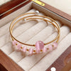 Wire Wrapped Natural Stone Double Loop Bangle Bracelet