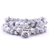 Natural White Turquoise Lotus Mala Bracelet 108 Beads