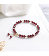 Imitation Garnet Crystal Bracelet with Gold-Tone Bead Charm