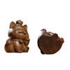 Wooden Lucky Cat Figurine with Ingot Desk Decor
