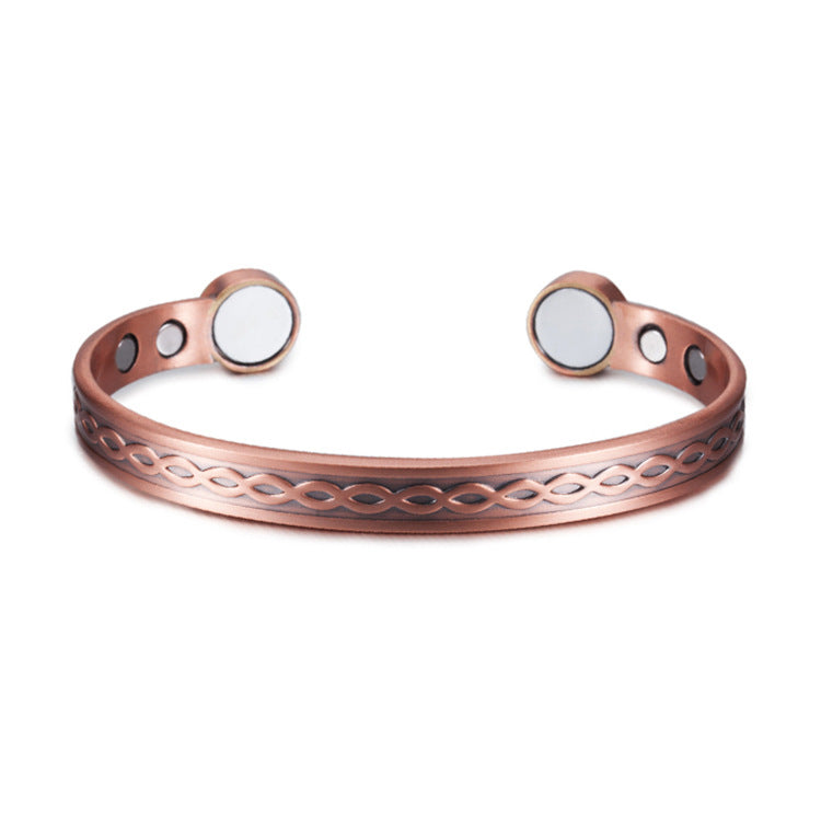Magnetic Open Cuff Bracelet with Interwoven Loop Pattern