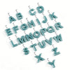 Natural Blue Water Jade Letter Pendant Necklace Titanium Steel