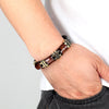 Tiger Eye Bamboo Stone Leather Bracelet Protection Power