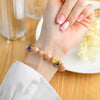 Pink Glass Bead Bracelet with Nine-Tailed Fox Charm