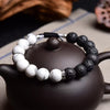 Lava Stone and White Marble Bracelet for Men and Women