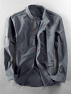 Men's Linen Cotton Long Sleeve Stand Collar Shirt