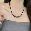 Nine-Eye Dzi Bead Necklace with Agate Accents