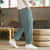 Men's Cotton Linen Pants With Pockets Summer Loose Casual Trousers