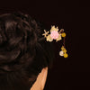 Floral Wood Hairpin with Tassel, Traditional Chinese Style
