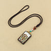 Tibetan Thangka Pendant Necklace, Ebony Wood Rope