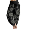 Women's Cotton Harem Pants with Elastic Waist and Floral Print