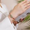 Hetian Jade Bead Braided Bracelet with Gold-tone Charm