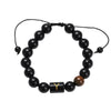 Alphabet Letter Bracelet with Tiger Eye and Black Glass Beads
