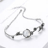 Plum Blossom Chalcedony Bracelet with Antique Silver Tone