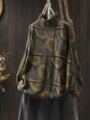 Women's Sunflower Pattern Mock Neck Cotton Sweater