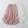 Cotton Linen Elastic Waist Skirt, Long A-Line