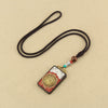Tibetan Thangka Pendant Necklace, Ebony Wood Rope