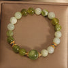 Green Jade Bead Bracelet with Gold-Tone Spacers