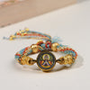 Tibetan Style Handwoven Bracelet with Thangka Pendant and Evil Eye