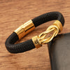 Braided Leather Bracelet with Infinity Knot Clasp
