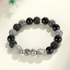 999 Silver Pixiu Bracelet with Map Stone and Black Agate