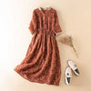 Floral Contrast Midi Dress With Trim