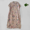 Vintage Paisley Floral Mandarin Collar Women's Sleeveless Long Dress