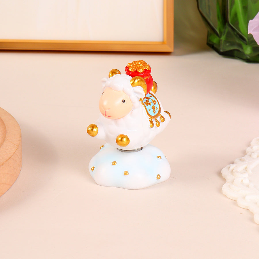 Rotating Sheep Ornament, Chinese Zodiac Goat Desk Decor