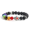 Hamsa Hand Lava Rock Bracelet with Natural Stone Beads