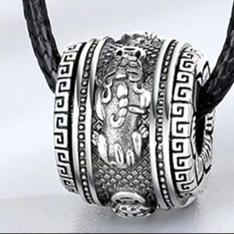 Rotatable Pixiu Mantra Necklace, Wealth Dragon Pendant