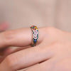 Enamel Five Emperor Coins Ring, Adjustable Open Band