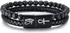 Tiger Eye Power Magnetic Buckle Multilayered Leather Bracelet
