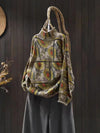 Women's Sunflower Pattern Mock Neck Cotton Sweater