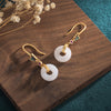 Cloisonné Butterfly and Faux Jade Peace Buckle Earrings