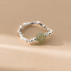 925 Sterling Silver Small Hetian Jade Bead Luck Elastic Ring