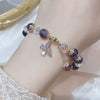Amethyst Crystal Butterfly Charm Bracelet