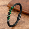 Stone Bead Leather Bracelet Unisex