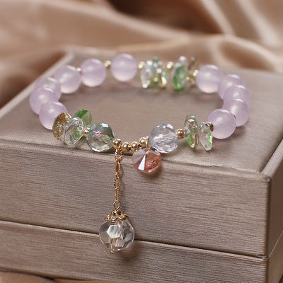 Crystal Charm Bracelet with Drop Pendant