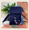 Embroidered Lotus Flower Crossbody Bag, Nylon Shoulder Cellphone Pouch