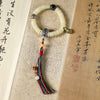White Bodhi Seed Bracelet with Colorful Tassel