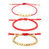 Copper Bead Braided Cord Bracelet, Geometric Adjustable Wristband