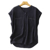 Women's Sleeveless Shirts Summer Cotton Linen Button-Up V-Neck Tank Top