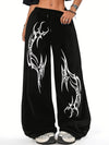 Dragon and Moon Wide Leg Pants for Women