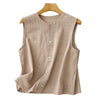 Linen Blend Sleeveless Button-Up Top