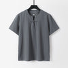 Men's Linen Blend V-Neck T-Shirt with Frog Button