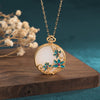 White Jade Koi Fish Lotus Blessing Necklace Pendant