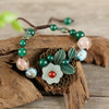 Green Luck Dangling Flower Bracelet, Agate Beads
