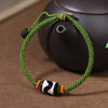 Handmade Green Braided Rope Bracelet with Tiger Tooth Dzi Bead